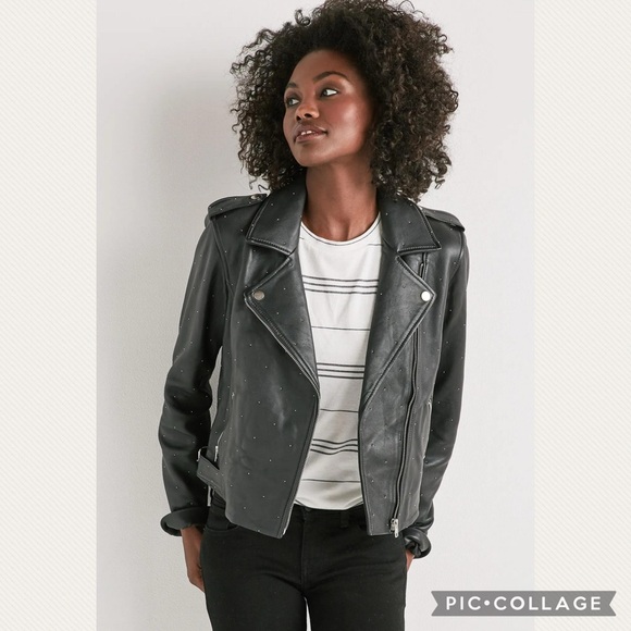 Lucky Brand Jackets & Blazers - Lucky Brand Pin Dot Moto Black Leather Jacket (Price Firm)
